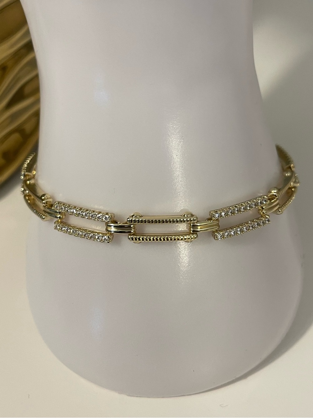 Gold Link & Crystal Accent Bracelet - Women Jewelry